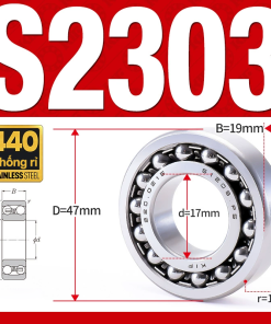 Vòng bi - bạc đạn tự lựa S2303 (Chống ăn mòn - Inox 404C - 17*47*19 mm)