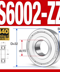 Vòng bi - bạc đạn S6002-ZZ  (Tốc độ cao - Inox 440C - phớt kim loại - 15*32*9 mm)