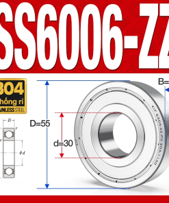 Vòng bi - bạc đạn SS6006-ZZ (Chống ăn mòn - Inox 304 - phớt kim loại - 30*55*13 mm)