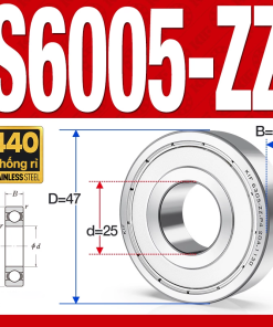 Vòng bi - bạc đạn S6005-ZZ  (Tốc độ cao - Inox 440C - phớt kim loại - 25*47*12 mm)