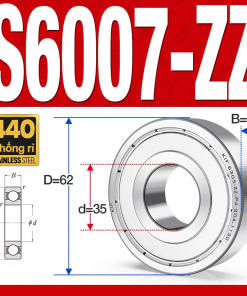 Vòng bi - bạc đạn S6007-ZZ  (Tốc độ cao - Inox 440C - phớt kim loại - 35*62*14 mm)