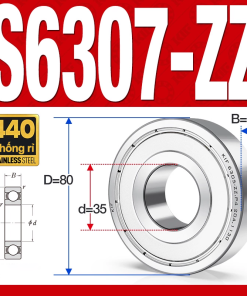 Vòng bi - bạc đạn S6307-ZZ  (Tốc độ cao - Inox 440C - phớt kim loại - 35*80*21 mm)