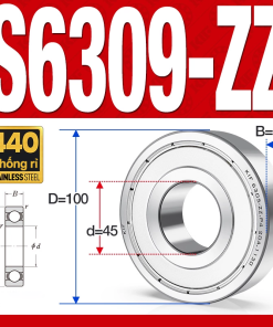 Vòng bi - bạc đạn S6309-ZZ  (Tốc độ cao - Inox 440C - phớt kim loại - 45*100*25 mm)