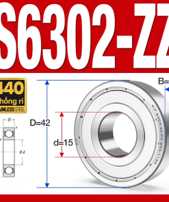 Vòng bi - bạc đạn S6302-ZZ  (Tốc độ cao - Inox 440C - phớt kim loại - 15*42*13 mm)