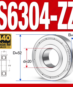 Vòng bi - bạc đạn S6304-ZZ  (Tốc độ cao - Inox 440C - phớt kim loại - 20*52*15 mm)