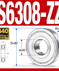 Vòng bi - bạc đạn S6308-ZZ  (Tốc độ cao - Inox 440C - phớt kim loại - 40*90*23 mm)