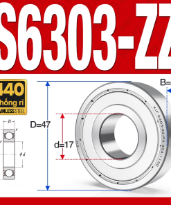 Vòng bi - bạc đạn S6303-ZZ  (Tốc độ cao - Inox 440C - phớt kim loại - 17*47*14 mm)