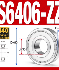 Vòng bi - bạc đạn S6406-ZZ  (Tốc độ cao - Inox 440C - phớt kim loại - 30*90*23 mm)