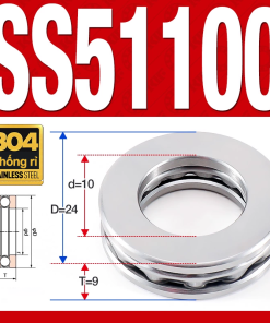 Vòng bi - bạc đạn SS51100 (Chặn trục - Inox 304 - 10*24*9 mm)