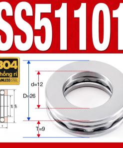 Vòng bi - bạc đạn SS51101 (Chặn trục - Inox 304 - 12*26*9 mm)
