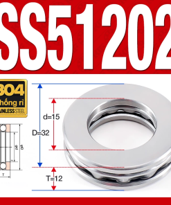 Vòng bi - bạc đạn SS51202 (Chặn trục - Inox 304 - 15*32*12 mm)