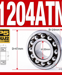 Vòng bi - bạc đạn tự lựa 1204ATN  (Chịu nhiệt - vòng cách bi Nylon - 20*47*14 mm)