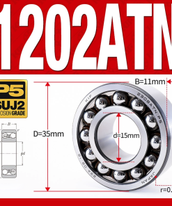 Vòng bi - bạc đạn tự lựa 1202ATN  (Chịu nhiệt - vòng cách bi Nylon - 15*35*11 mm)