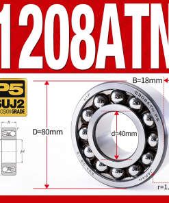 Vòng bi - bạc đạn tự lựa 1208ATN  (Chịu nhiệt - vòng cách bi Nylon - 40*80*18 mm)