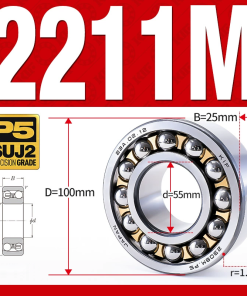 Vòng bi - bạc đạn tự lựa 2211M (Chịu nhiệt - vòng cách bi Đồng - 55*100*25 mm)