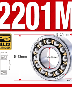 Vòng bi - bạc đạn tự lựa 2201M (Chịu nhiệt - vòng cách bi Đồng -  12*32*14 mm)