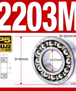 Vòng bi - bạc đạn tự lựa 2203M (Chịu nhiệt - vòng cách bi Đồng -  17*40*16 mm)