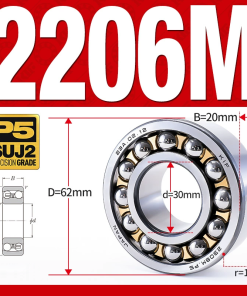 Vòng bi - bạc đạn tự lựa 2206M (Chịu nhiệt - vòng cách bi Đồng -  30*62*20 mm)