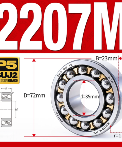 Vòng bi - bạc đạn tự lựa 2207M (Chịu nhiệt - vòng cách bi Đồng -  35*72*23 mm)