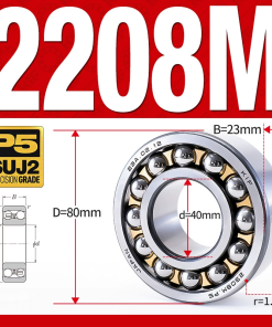 Vòng bi - bạc đạn tự lựa 2208M (Chịu nhiệt - vòng cách bi Đồng -  40*80*23 mm)