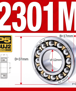 Vòng bi - bạc đạn tự lựa 2301M (Chịu nhiệt - vòng cách bi Đồng - 12*37*17 mm)