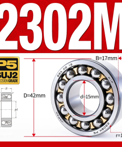 Vòng bi - bạc đạn tự lựa 2302M (Chịu nhiệt - vòng cách bi Đồng - 15*42*17 mm)