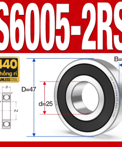 Vòng bi - bạc đạn S6005-2RS  (Tốc độ cao - Inox 440C - phớt cao su - 25*47*12 mm)
