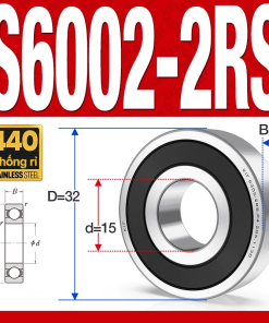 Vòng bi - bạc đạn S6002-2RS  (Tốc độ cao - Inox 440C - phớt cao su - 15*32*9 mm)