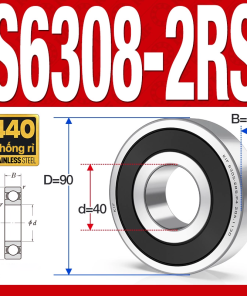 Vòng bi - bạc đạn S6308-2RS  (Tốc độ cao - Inox 440C - phớt cao su - 40*90*23 mm)