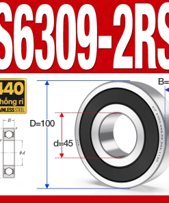 Vòng bi - bạc đạn S6309-2RS  (Tốc độ cao - Inox 440C - phớt cao su - 45*100*25 mm)