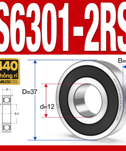 Vòng bi - bạc đạn S6301-2RS  (Tốc độ cao - Inox 440C - phớt cao su - 12*37*12 mm)