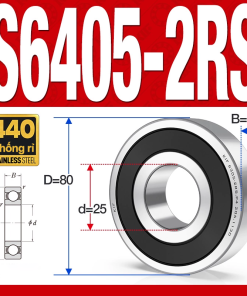 Vòng bi - bạc đạn S6405-2RS  (Tốc độ cao - Inox 440C - phớt cao su - 25*80*21 mm)