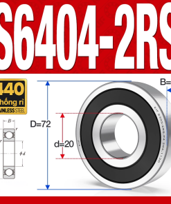 Vòng bi - bạc đạn S6404-2RS  (Tốc độ cao - Inox 440C - phớt cao su - 20*72*19 mm)