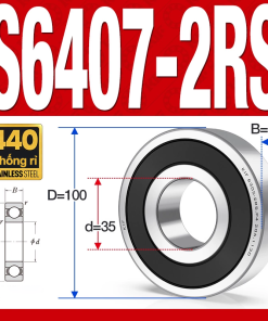 Vòng bi - bạc đạn S6407-2RS  (Tốc độ cao - Inox 440C - phớt cao su - 35*100*25 mm)
