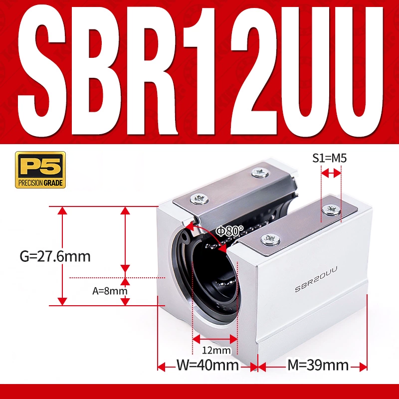 Con trượt tròn có đế thân ngắn SBR12UU (Bi trượt tròn có đế) Con trượt tròn có đế thân ngắn SBR12UU (Bi trượt tròn có đế)