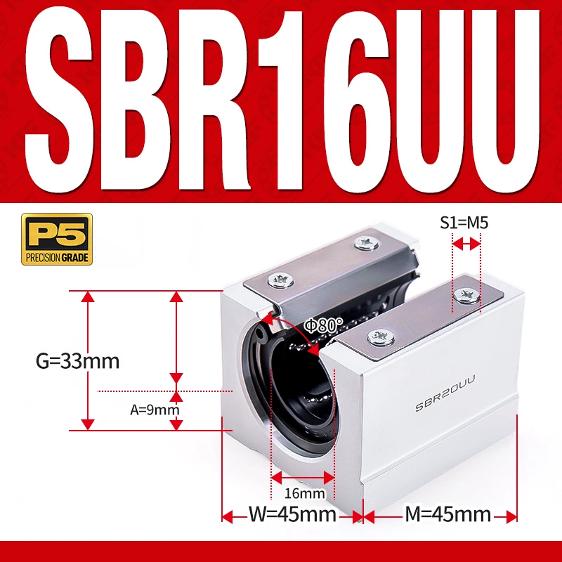 Con trượt tròn có đế thân ngắn SBR16UU (Bi trượt tròn có đế) Con trượt tròn có đế thân ngắn SBR16UU (Bi trượt tròn có đế)