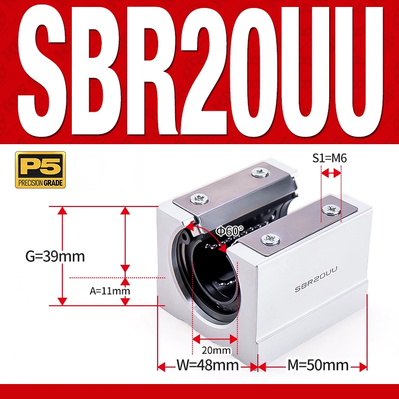 Con trượt tròn có đế thân ngắn SBR20UU (Bi trượt tròn có đế) Con trượt tròn có đế thân ngắn SBR20UU (Bi trượt tròn có đế)