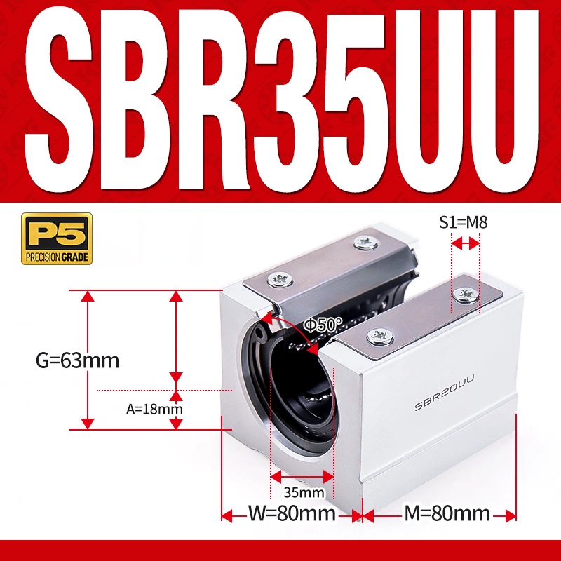 Con trượt tròn có đế thân ngắn SBR35UU (Bi trượt tròn có đế) Con trượt tròn có đế thân ngắn SBR35UU (Bi trượt tròn có đế)