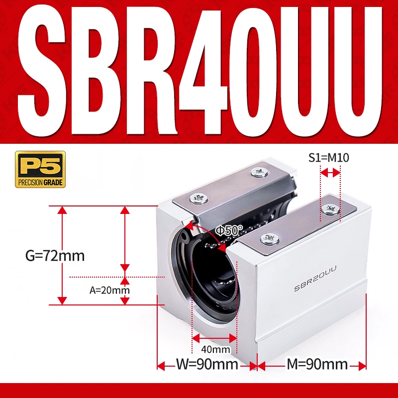 Con trượt tròn có đế thân ngắn SBR40UU (Bi trượt tròn có đế) Con trượt tròn có đế thân ngắn SBR40UU (Bi trượt tròn có đế)