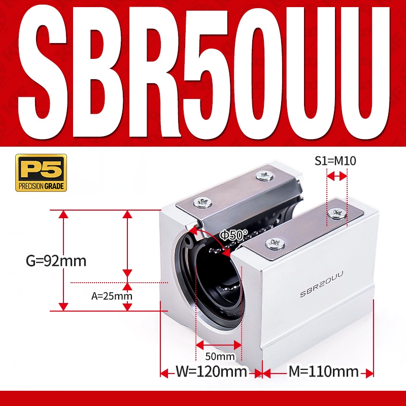 Con trượt tròn có đế thân ngắn SBR50UU (Bi trượt tròn có đế) Con trượt tròn có đế thân ngắn SBR50UU (Bi trượt tròn có đế)