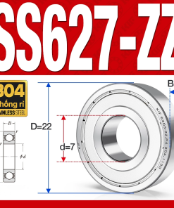 Vòng bi - bạc đạn mini SS627-ZZ (Chống ăn mòn - Inox 304 - 7*22*7 mm)