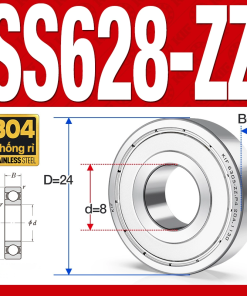 Vòng bi - bạc đạn mini SS628-ZZ (Chống ăn mòn - Inox 304 - 8*24*8 mm)