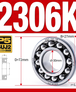 Vòng bi - bạc đạn tự lựa 2306K (Lỗ côn - 30*72*27 mm)