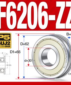 Vòng bi - bạc đạn F6206-ZZ  (Mặt bích - phớt kim loại - 30*62*16 mm)