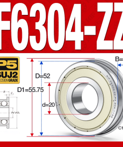 Vòng bi - bạc đạn F6304-ZZ  (Mặt bích - phớt kim loại - 20*52*15 mm)