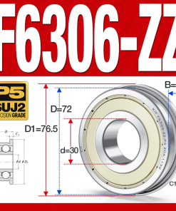 Vòng bi - bạc đạn F6306-ZZ  (Mặt bích - phớt kim loại - 30*72*19 mm)