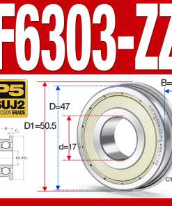 Vòng bi - bạc đạn F6303-ZZ  (Mặt bích - phớt kim loại - 17*47*14 mm)