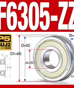 Vòng bi - bạc đạn F6305-ZZ  (Mặt bích - phớt kim loại - 25*62*17 mm)