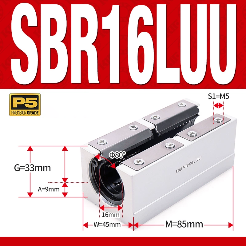 Con trượt tròn có đế thân dài SBR16LUU (Bi trượt tròn có đế) Con trượt tròn có đế thân dài SBR16LUU (Bi trượt tròn có đế)