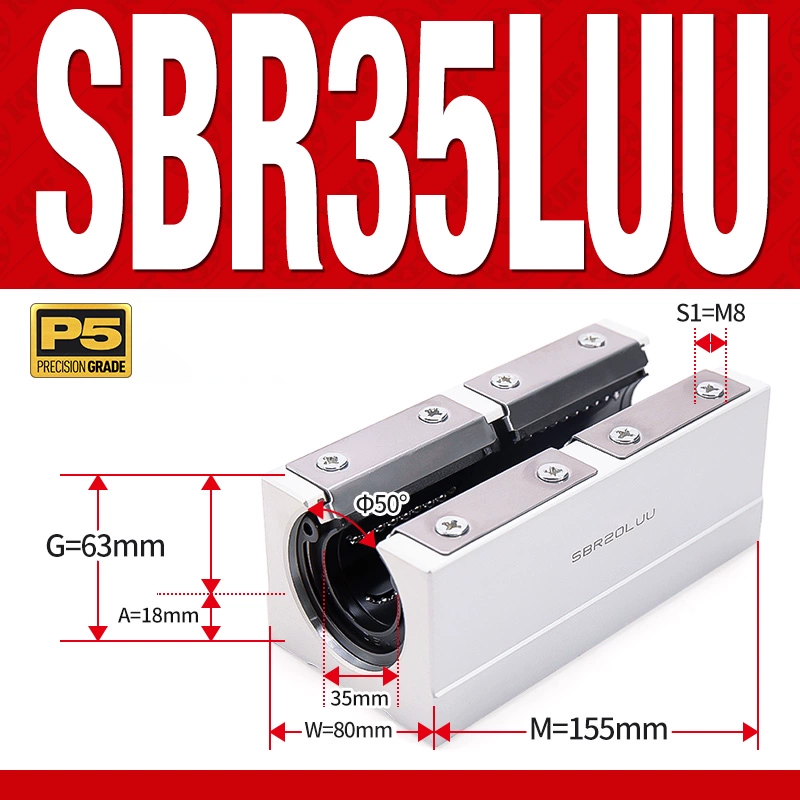 Con trượt tròn có đế thân dài SBR35LUU (Bi trượt tròn có đế) Con trượt tròn có đế thân dài SBR35LUU (Bi trượt tròn có đế)